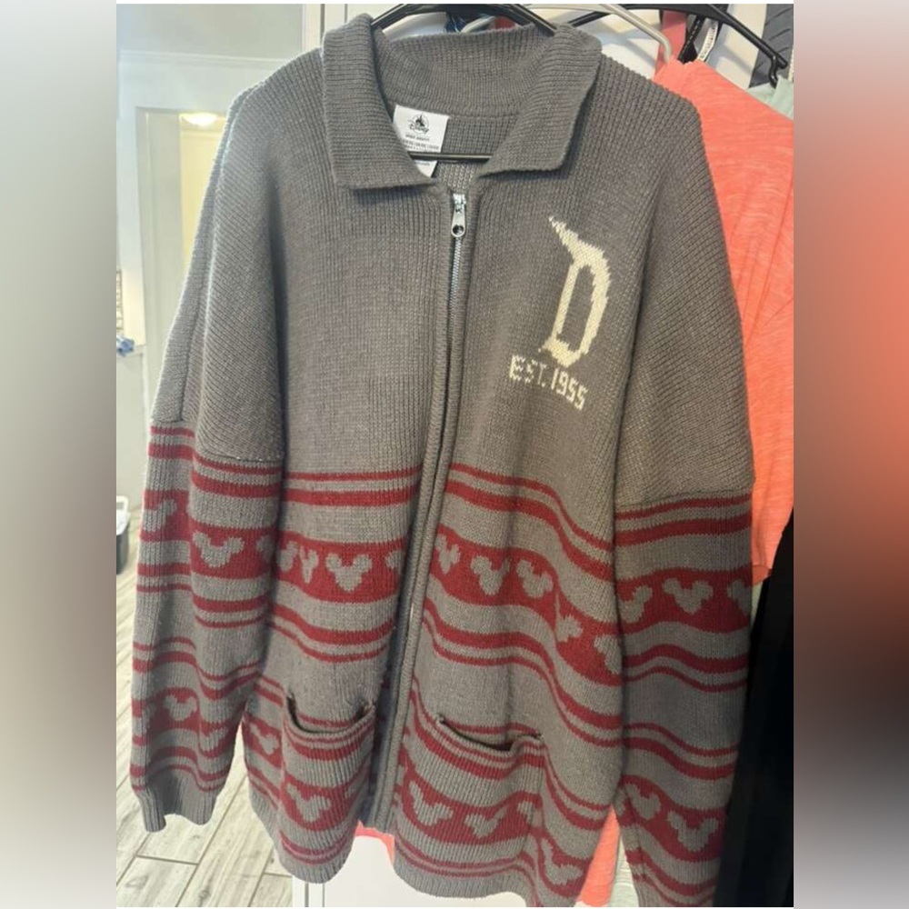 RARE DISNEY KNIT ZIP UP 2XL sweatshirt / jacket MICKEY